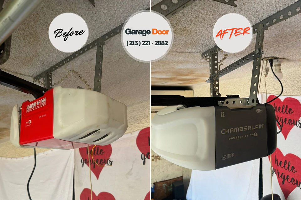 Before and after: garage door opener repair San Felipe, TX